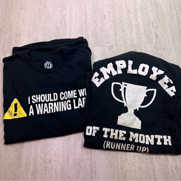 Hybrid funny, graphic tee employee of the month runner up & warning label - Picture 1 of 9